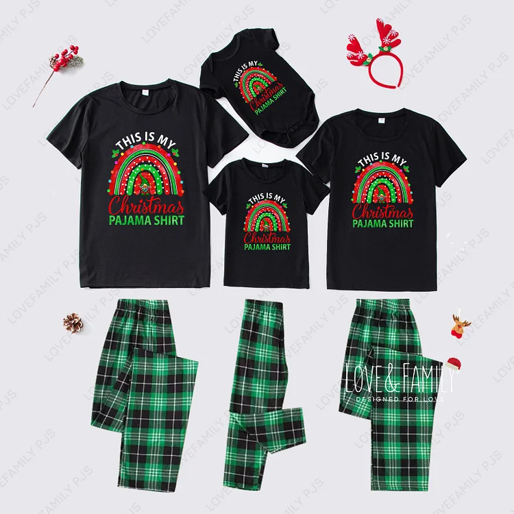 This Is My Christmas Shirt Gnome Family Short Sleeve Green Pajamas Sets