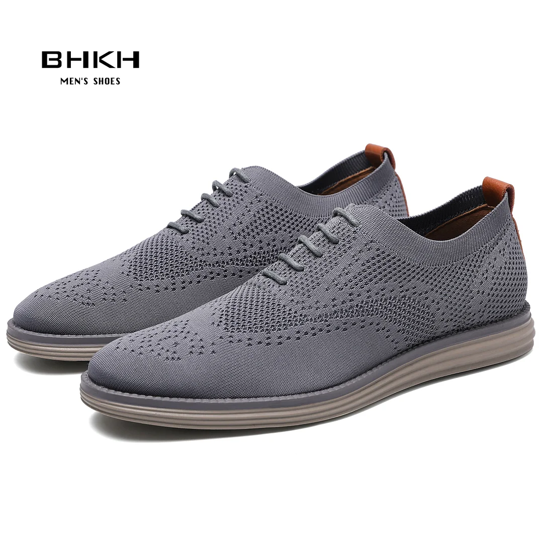 BHKH 2022 Breathable Knitted Mesh Casual Shoes Lightweight Smart Casual Shoes Office Work Footwear Men Shoes
