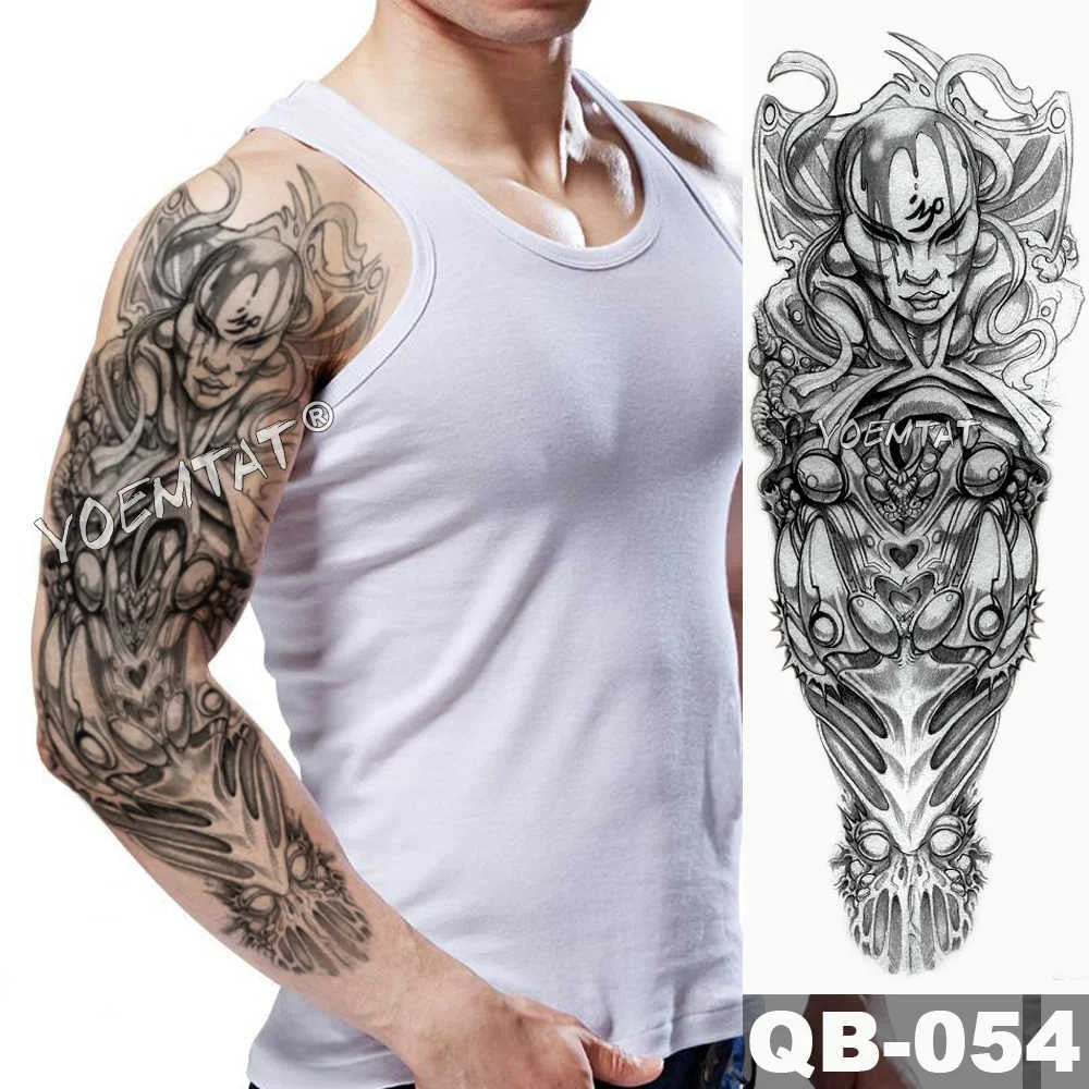 Large Arm Sleeve Tattoo Sketch Lion Tiger Waterproof Temporary Tatoo Sticker Wild Fierce Animal Men Full Bird Totem Tatto