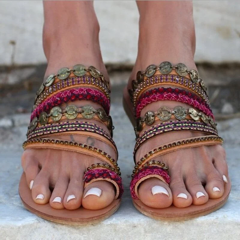 Women Artisanal Sandals Flip-Flops Handmade Greek Style Boho Flip Flop Sandals Streetwear Fashion Shoes Women chaussures femme
