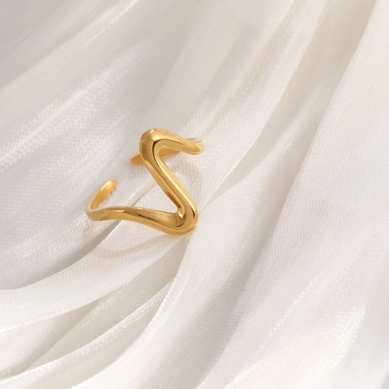 Basic Minimalist Classic Style Irregular Pentagram Lines 304 Stainless Steel Plating Open Rings