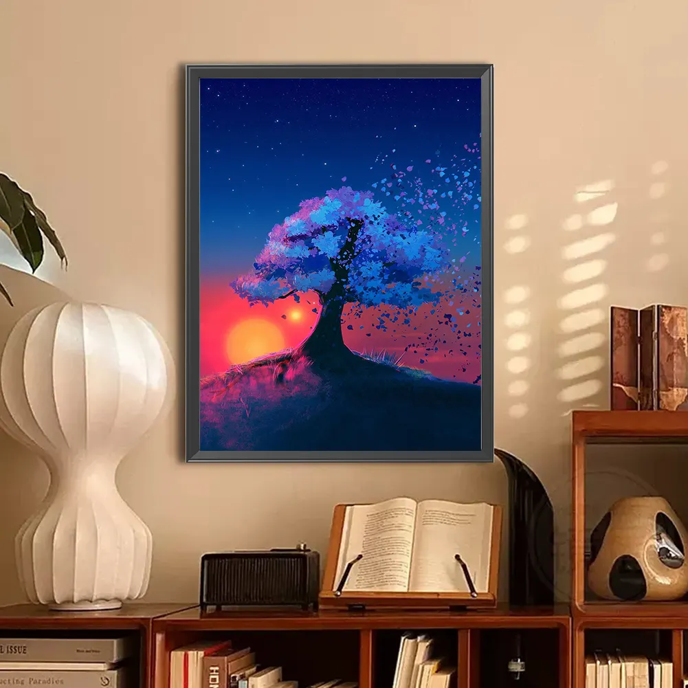 Full Round Diamond Painting 30*40cm - Trees At Sunset