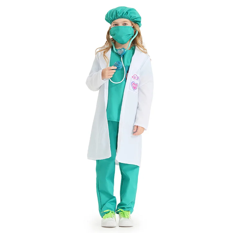 Kids Doctor Costume Nurse Scrubs Halloween Christmas Dress Up Cosplay For Boys Girls