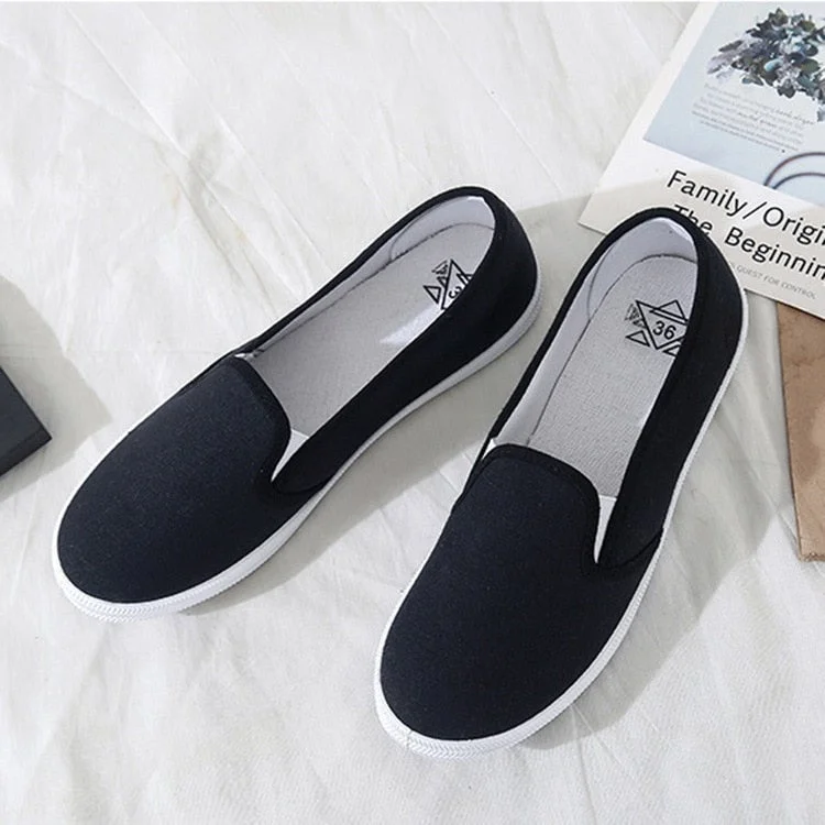 Large Size Women Flats  Loafers Canvas Slip on Flat Shoes Woman Sneakers White Casual Shoes Black Ladies Shoes Espadrilles 635