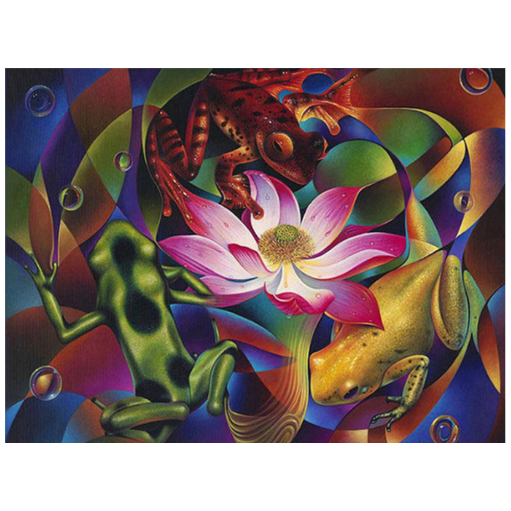 Flower And Frog 40*30CM(Canvas) Full Square Drill Diamond Painting gbfke