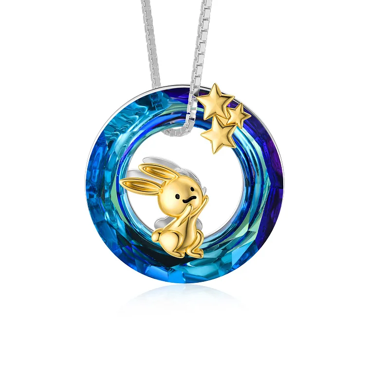 S925 Bunny Crystal Circle Necklace
