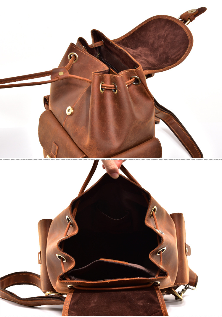 Handmade World Brown Vintage Leather Backpack Laptop Messenger Bag Rucksack Sling for Men Women