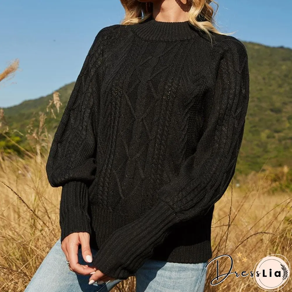 Fashion High Neck Plain Sweater