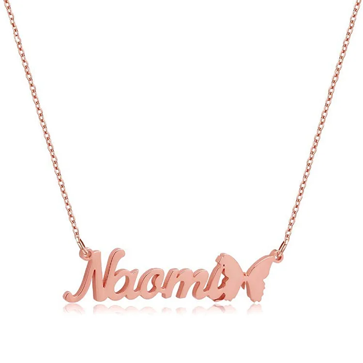 Personalized Name Necklace with Butterfly Custom Name for Her