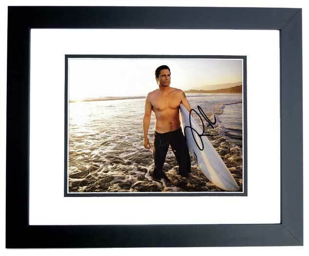 Rob Lowe Signed - Autographed Sexy Shirtless at Beach 8x10 Photo Poster painting FRAMED