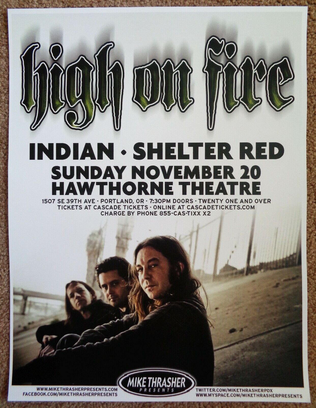 HIGH ON FIRE 2011 Gig POSTER Portland Oregon Concert