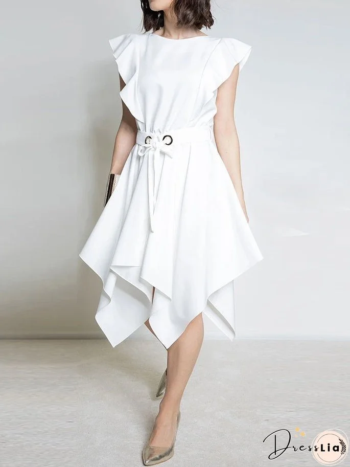 Dresses Slim Belt Irregular Ruffle Sleeve Dress for Women