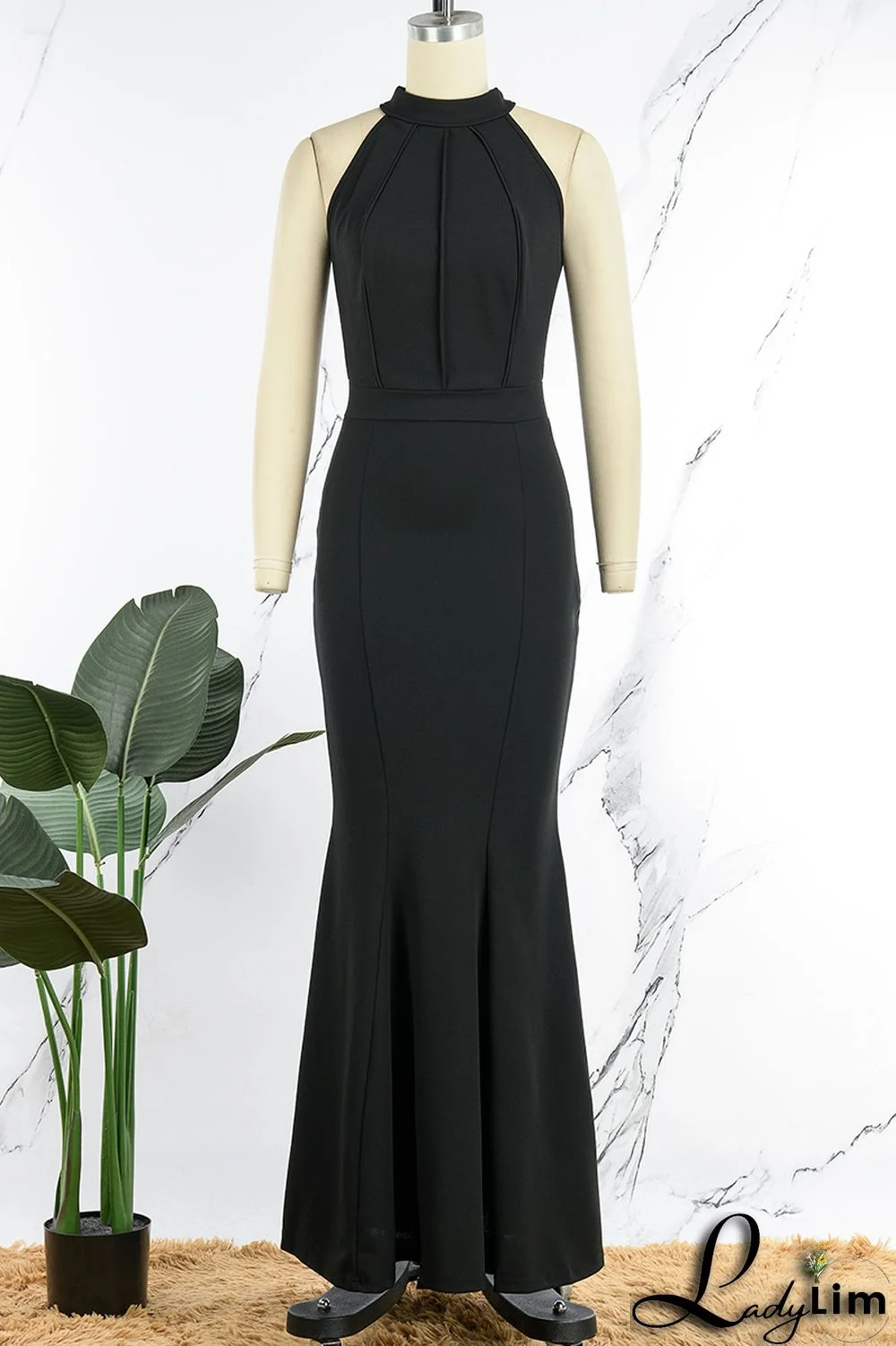 Dark Green Elegant Solid Patchwork Half A Turtleneck Evening Dress Dresses