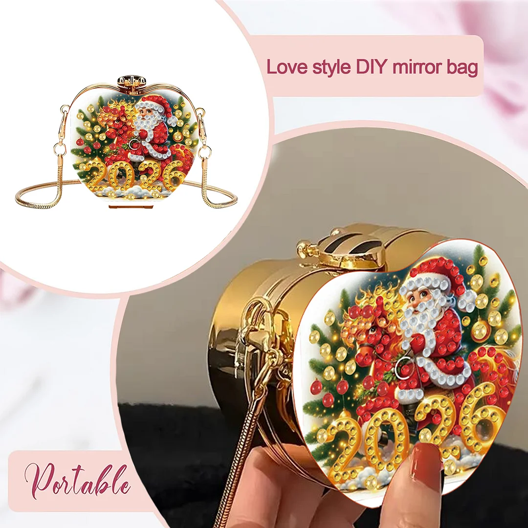 Santa Claus 2026 DIY Acrylic Love Diamond Painting Coin Purse w/ Chain for Women