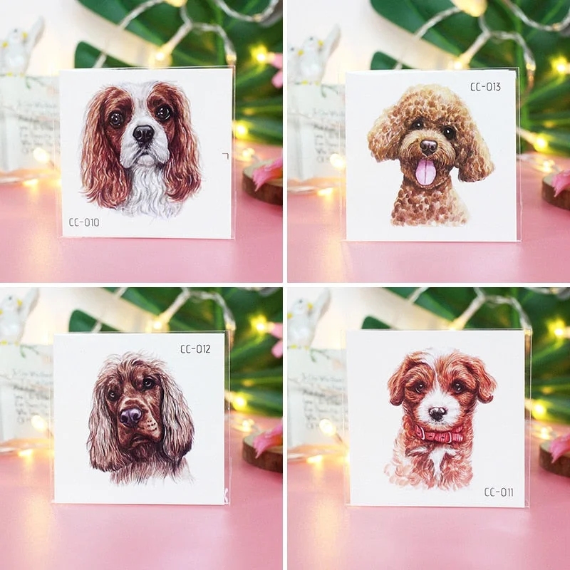 Cartoon Cat and Dog Face Stickers Tattoo Stickers Waterproof Girl/Child Cute Makeup Stickers Small Tattoo Pet Temporary Tattoos