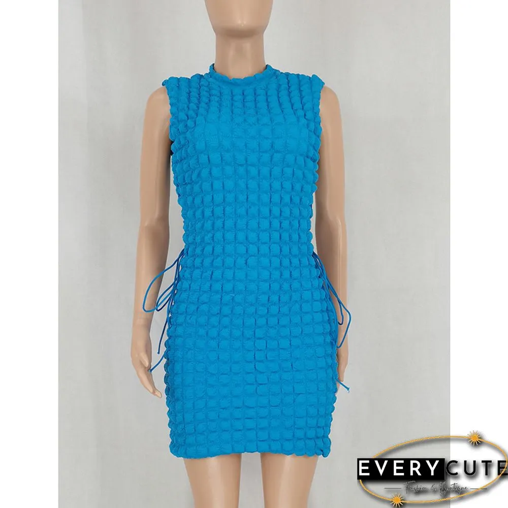 Blue Side Lace-up Sleeveless Bodycon Dress