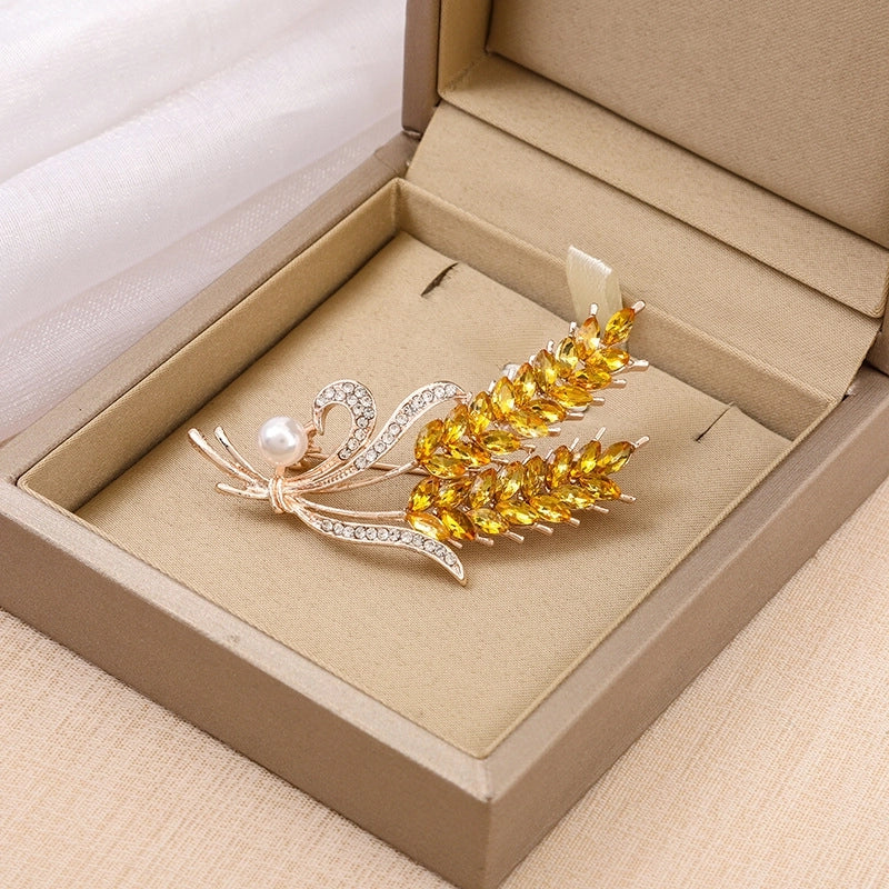 Minimalist Pin Flower Alloy Inlay Zircon Women’s Brooches