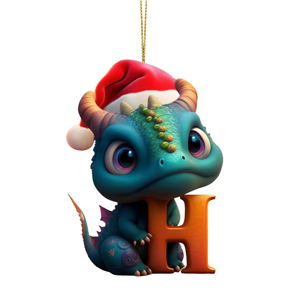 Christmas Cute Dragon Pendants Acrylic Letter Shaped Exquisite for Xmas Tree Car