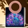 Sac &agrave; main en peinture en diamant 5d en paon DIY avec poign&eacute;e ronde, kit de peinture en diamant, sac &agrave; peinture diamant pour femmes, voyages pour shopping occasionnel, usage quotidien