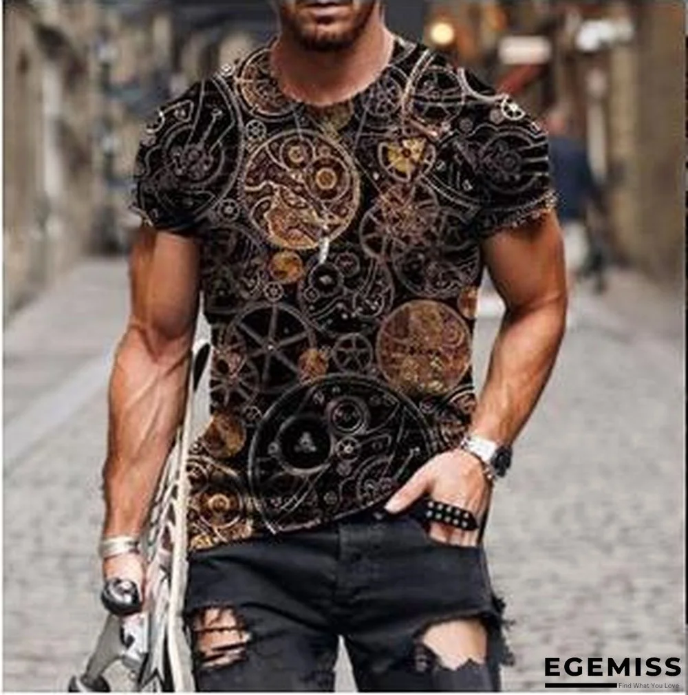 Men's Animation Loose Youth Sports Round Neck Bottomed T-shirt | EGEMISS