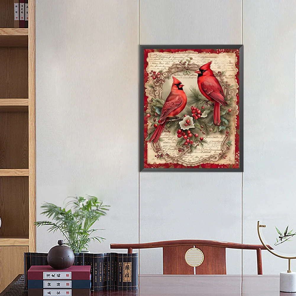 Diamond Painting - Full Square Drill - Xmas Cardinal(Canvas|40*50cm)