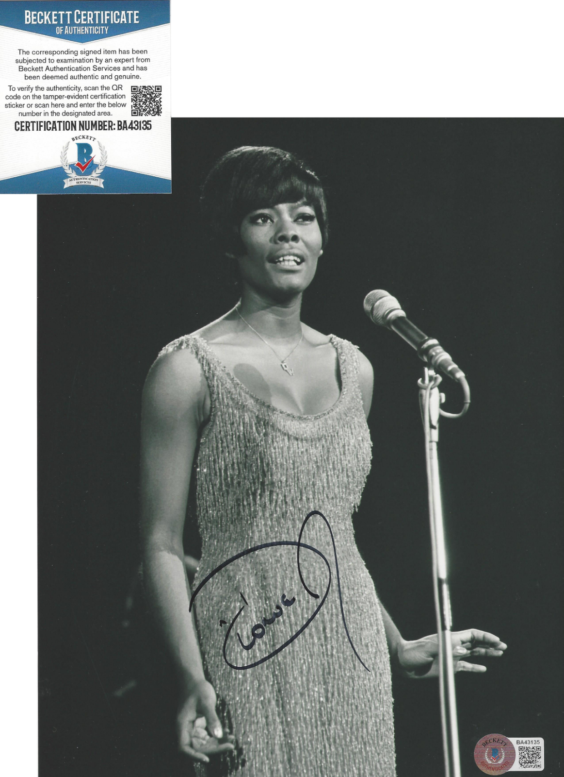 SINGER DIONNE WARWICK HAND SIGNED 8x10 Photo Poster painting BECKETT COA BAS FRIENDS ALBUM