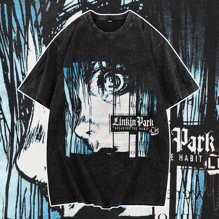 Davidhawaii100% Cotton Casual Eye-catching rock head silhouette double-sided street T-shirt - 100% Cotton