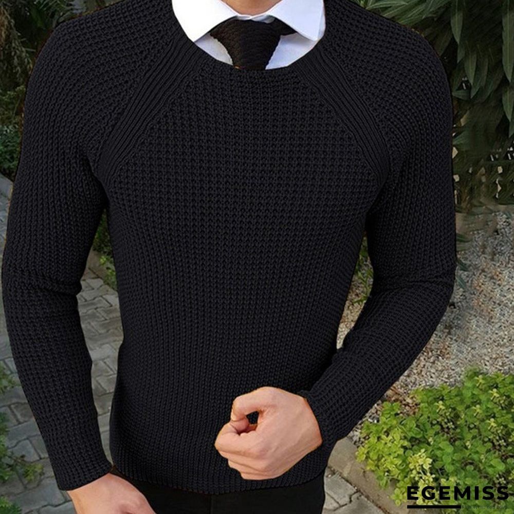 Men's Knitted Sweater Round Neck Long Sleeve Pullover | EGEMISS