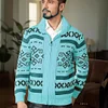 Men's Vintage Pattern Slim Fit Zipper Knitted Cardigan Sweater