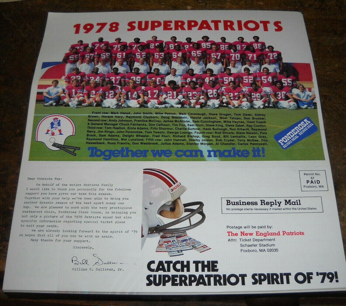 5 LOT 1978 NEW ENGLAND PATRIOTS TEAM Photo Poster painting TICKET BROCHURE HANNAH STEVE GROGAN