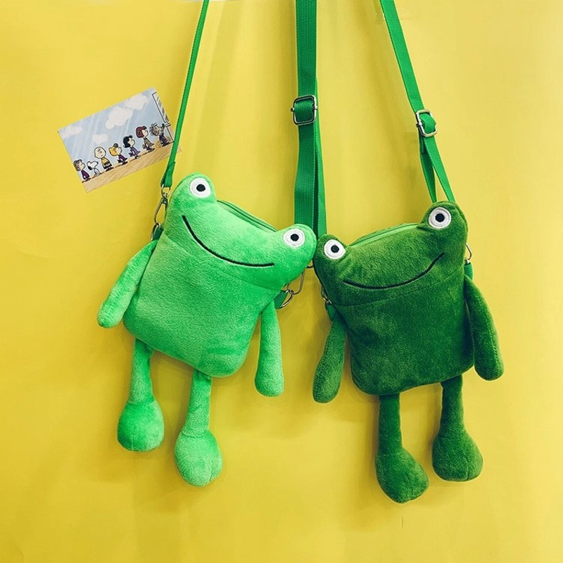 Women's Small Cotton Plush Animal Cute Square Zipper Crossbody Bag