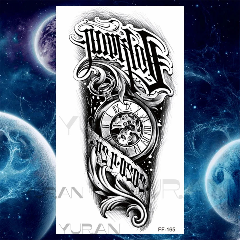 Sdrawing Scary Temporary Tattoos For Men Women Realistic Wolf Forest Lion Tiger Vampire Compass Fake Tattoo Sticker Arm Body Tatoos