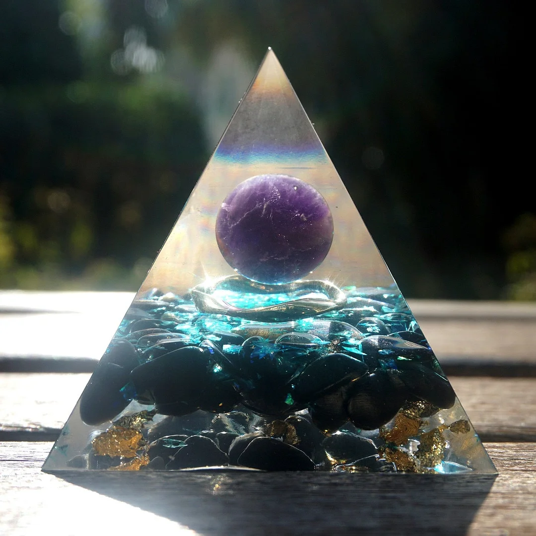 Amethyst Sphere Obsidian Ring Pyramid