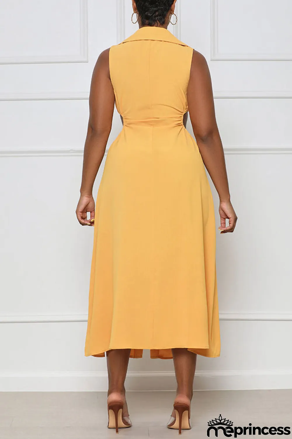 Blue Sexy Solid Hollowed Out Patchwork V Neck A Line Dresses