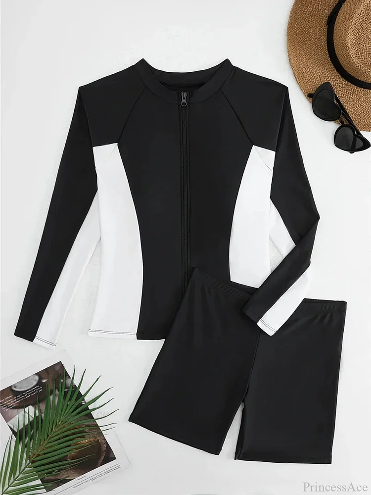 Floral Rashguard Surf Suit Two Piece Set