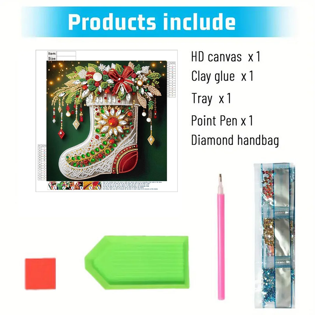 Christmas Sock - Partial Special Shaped Drill Diamond Painting Kits (Canvas|30*30cm)