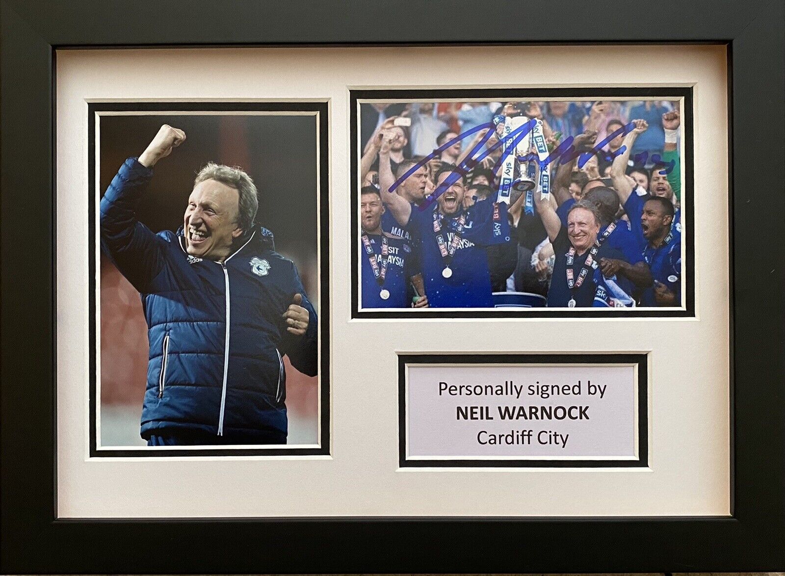 Neil Warnock Hand Signed Cardiff City Photo Poster painting In A4 Frame Display