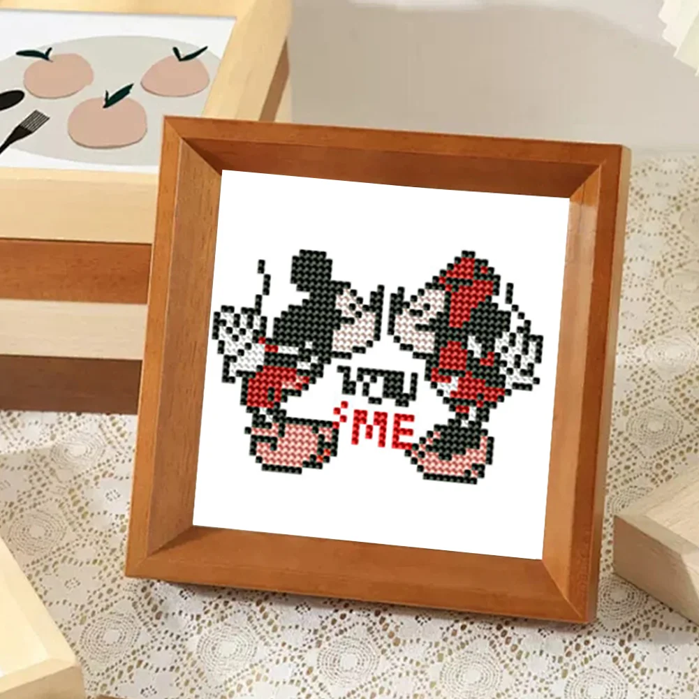 16pcs Cartoon DIY Mini Partial Round Diamond Painting for Table Decor No Frame(15*15cm)