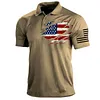 Men's T-Shirt Polo Vintage American Flag Independence Day Short Sleeve Outdoor Summer Daily Top Navy Blue Black Khaki by Inlyline