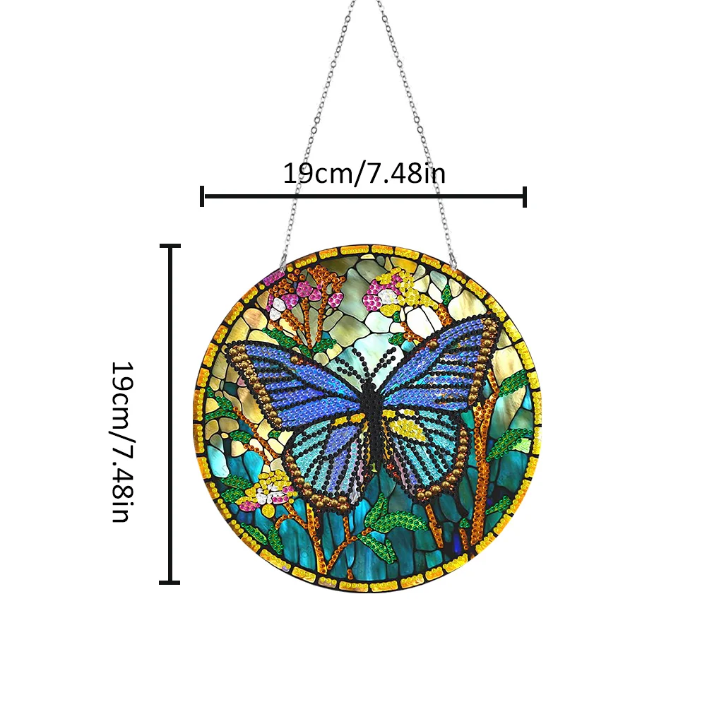 DIY Stained Glass Butterfly Diamond Painting Acrylic Wall Hanging Decor