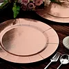 10 Pack | Rose Gold Disposable 13" Charger Plates, Cardboard Serving Tray, Round with Leathery Texture - 1100 GSM
