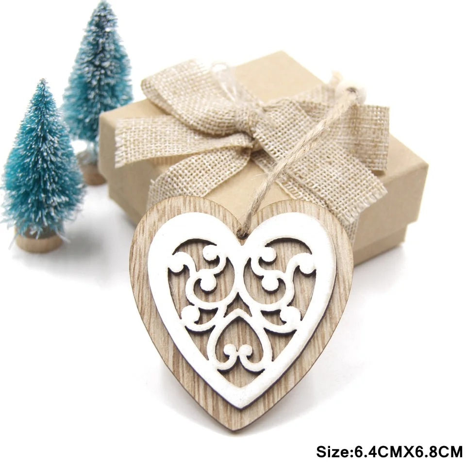 Christmas Gift New!6PCS/Lot Multi European White Wooden Pendants Ornaments Hanging Gifts For Wedding&Christmas Party Decorations Tree Ornaments