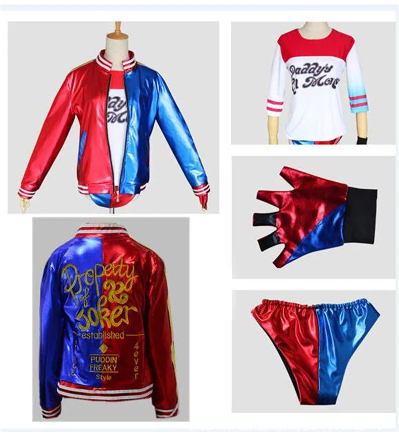 Women's Suicide Squad Deluxe Harley Quinn Costumes Sets for Adult-elleschic