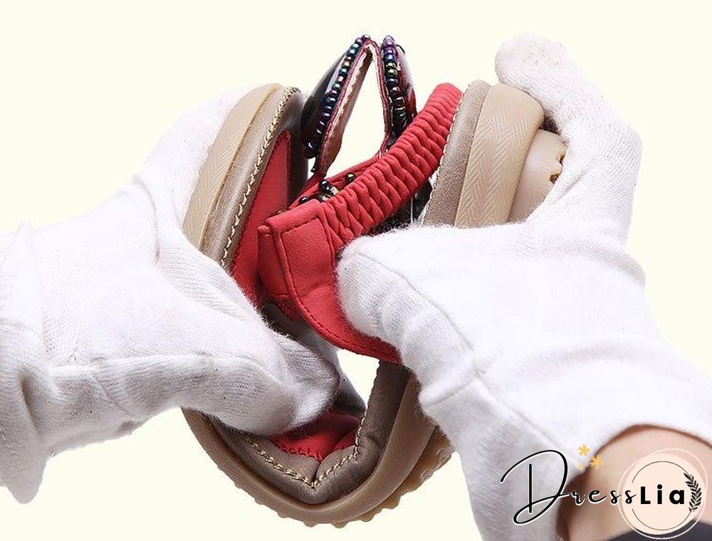 Women Hot Open Toe Flat Summer Sandals String Bead Ethnic Sandals