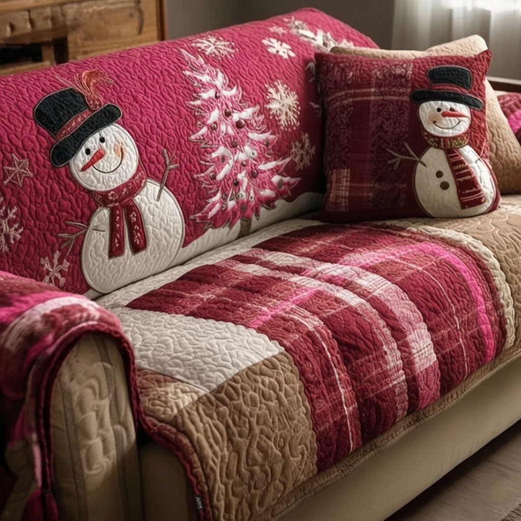 Pink Frost Festive Nights Quilted Sofa Cover NCU0PT10364 everthome
