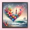 Heart Flower Lighthouse By Sea-11CT Stamped Cross Stitch 40*40cm