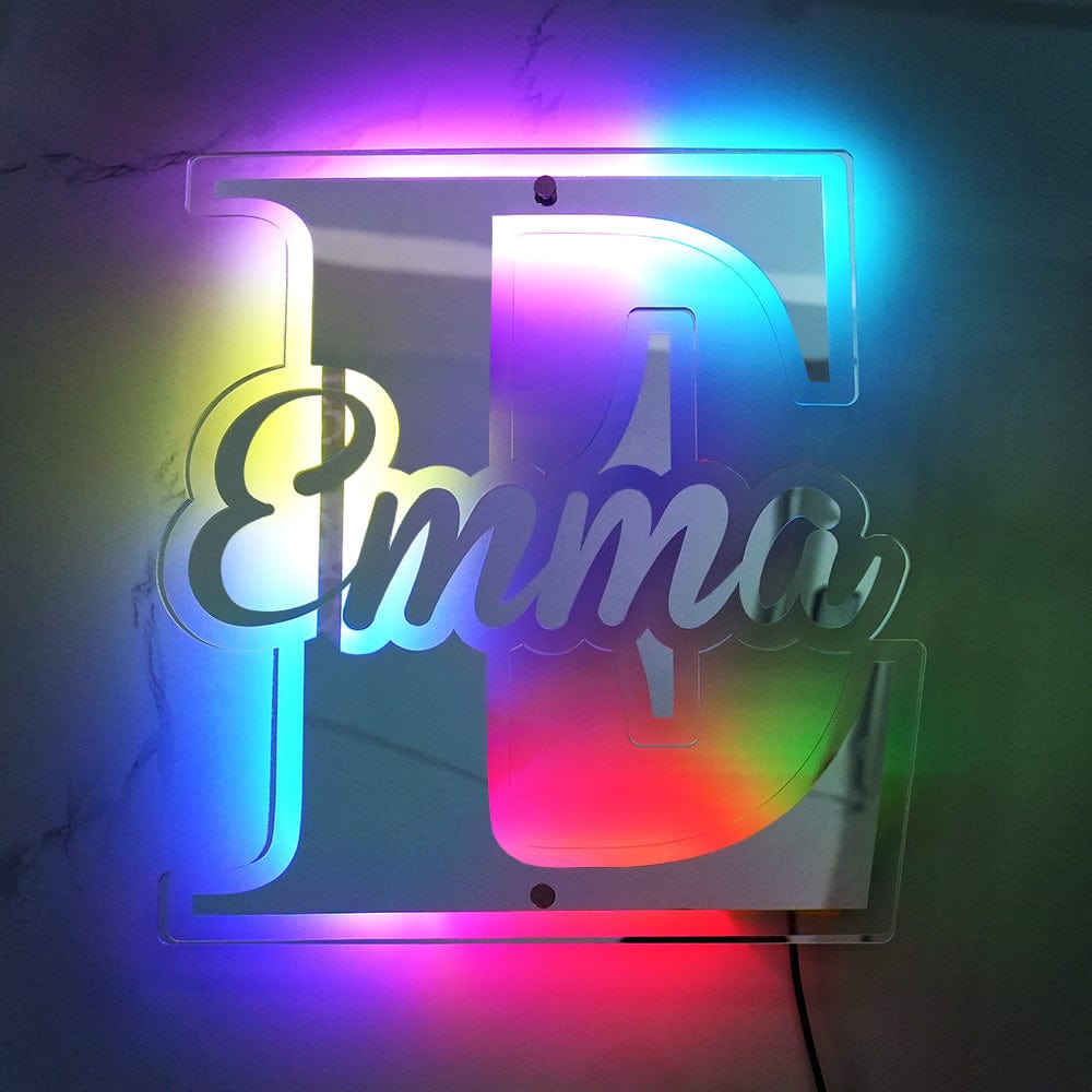 Loveyoufancy Custom Letter Mirror Light with Name Personalized Decor Gift