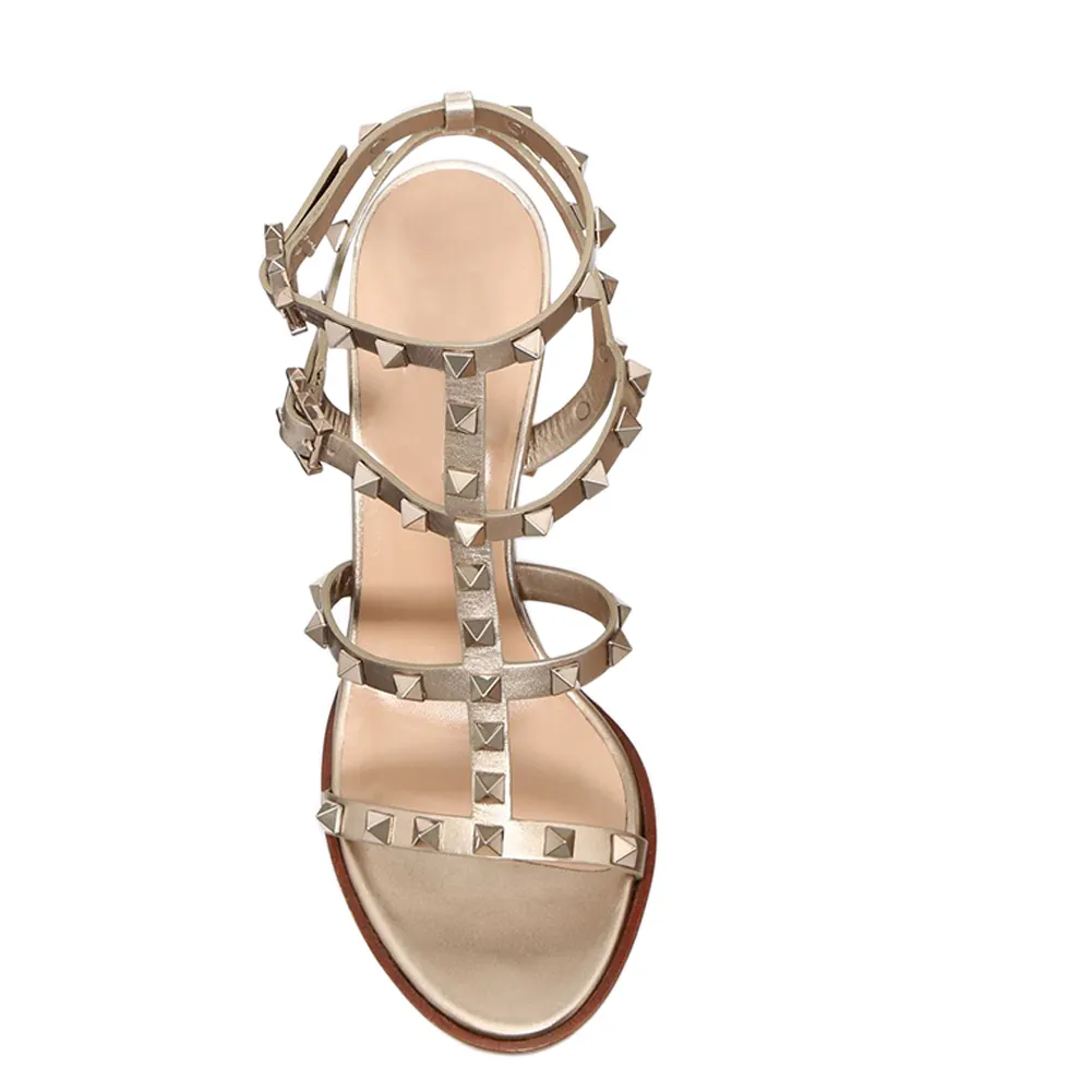 100mm Women's Rivets Block Heels Party Daily Summer Sandals-vocosishoes