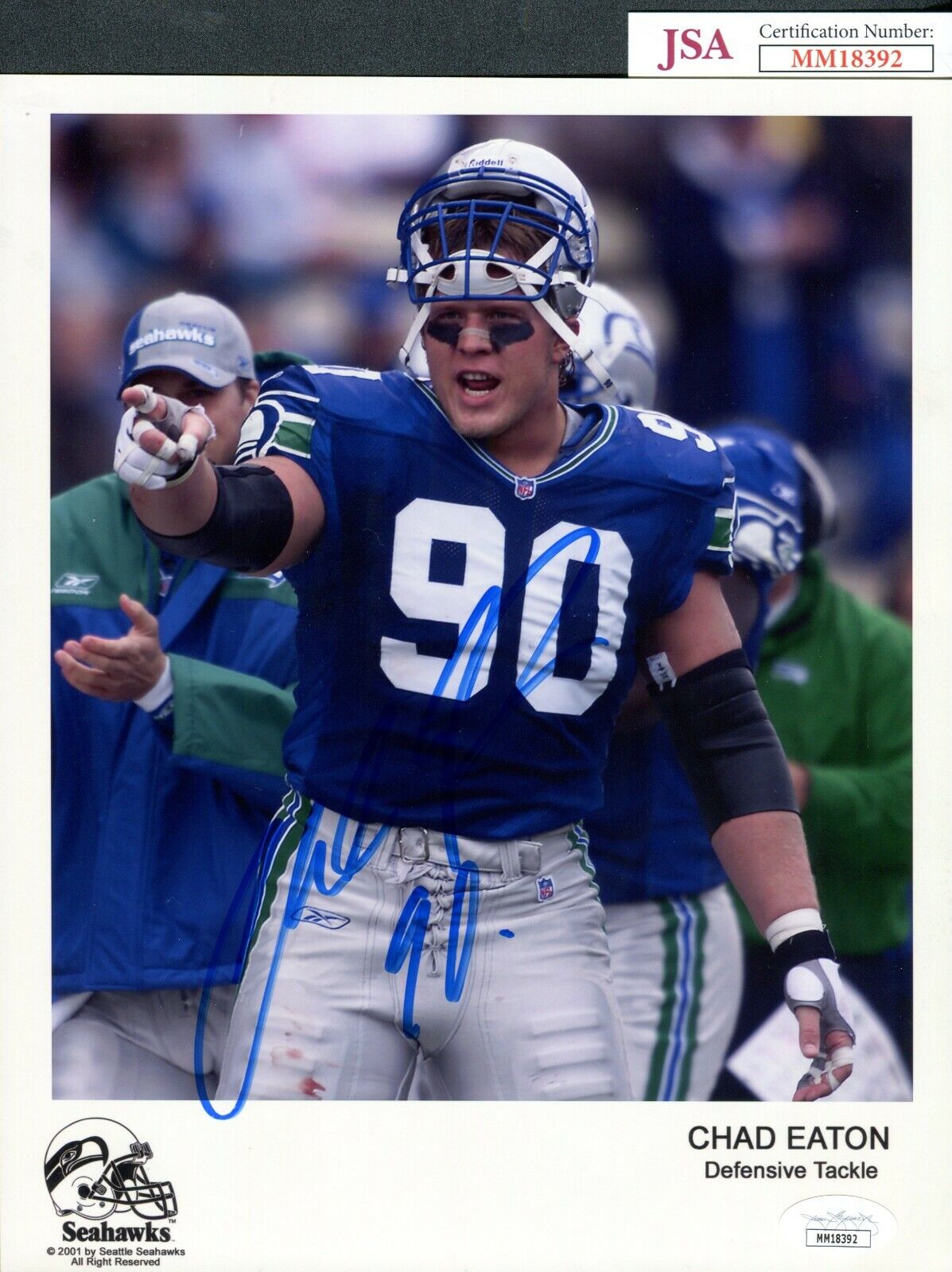 JSA Chad Eaton Autographed Signed AUTO 8x10 Photo Poster painting Seattle Seahawks TRB 572