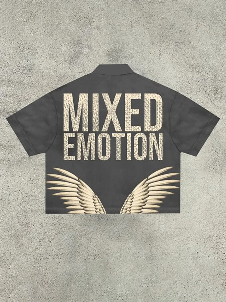 Mixed Emotion Zipper Short Sleeve Shirts